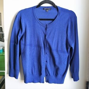 Blue cardigan sweater